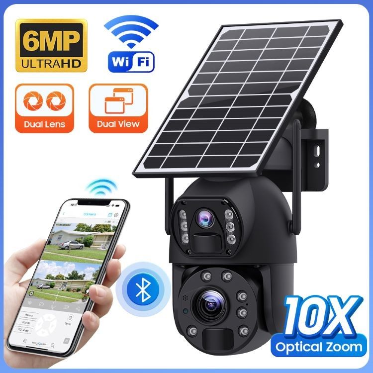 Wireless Surveillance UBOX Solar Camera 6MP Resolution Color Night Vision